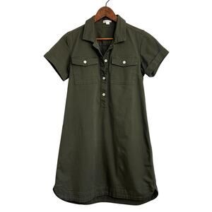 JCrew Crewcuts Kids Girls Short Sleeve Twill Cadet Field Dress in Green 14